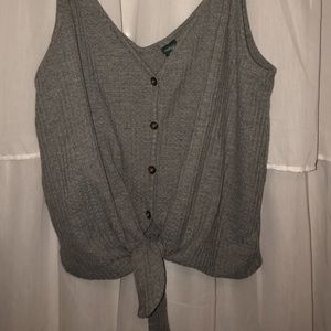 Grey button up with tie grey tank top